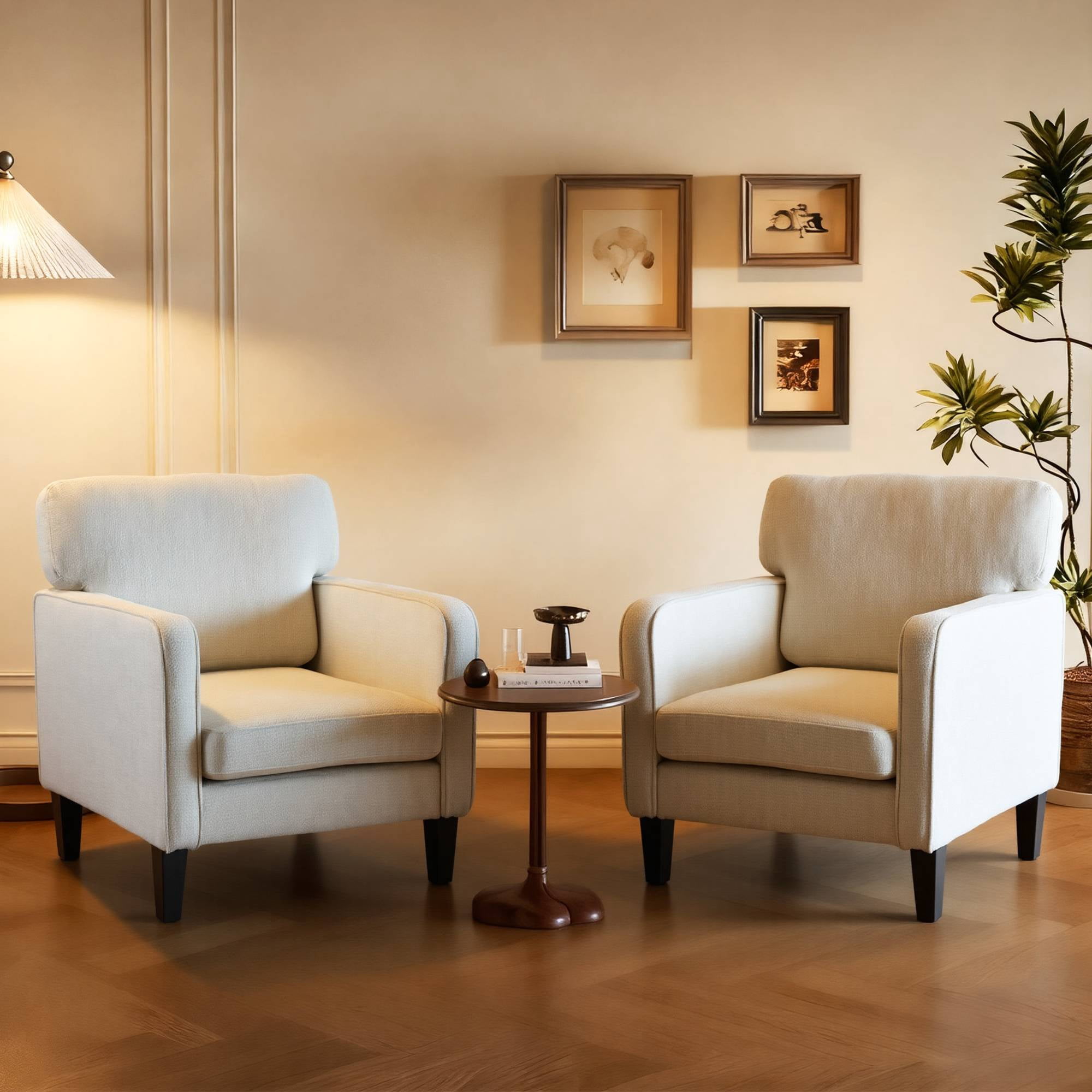 Modern Accent Chair Reading Chair with Armrest, Comfy Lounge Chairs Cozy Armchair for Living Room, White