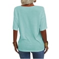 thumbnail image 5 of Women's Summer V-neck Solid Color Half Sleeve Match Simple Casual T-shirt Tops, 5 of 5