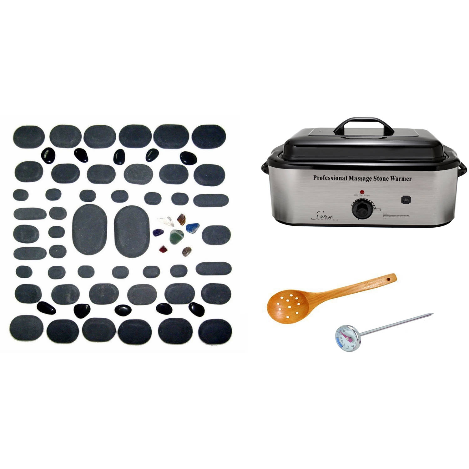 Massage 60Piece Hot Stone Kit For Hot Stone Therapy with 18 Quart