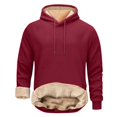 thumbnail image 5 of Men's Casual Fleece Sherpa Lined Drawstring Hoodie Winter Warm Pullover Hooded Sweatshirt Wine 2XL, 5 of 6