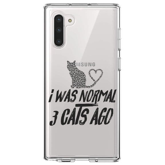 DistinctInk Clear Shockproof Hybrid Case for Samsung Galaxy Note 10 (6.3" Screen) - TPU Bumper Acrylic Back Tempered Glass Screen Protector - I Was Normal 3 Cats Ago