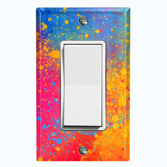 Metal Light Switch Plate Cover Colorful Paint Splash Art Wallpaper WAL024