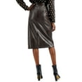 thumbnail image 3 of I-N-C Jupe Crayon en Faux Cuir pour Femmes, Marron, 8, 3 of 5
