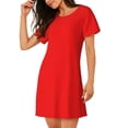 thumbnail image 2 of Fotbe Red Bata de Dormir para Mujer con Estampado, Camisón de Algodón de Manga Corta, Ropa de Dormir Casual, 2 of 6