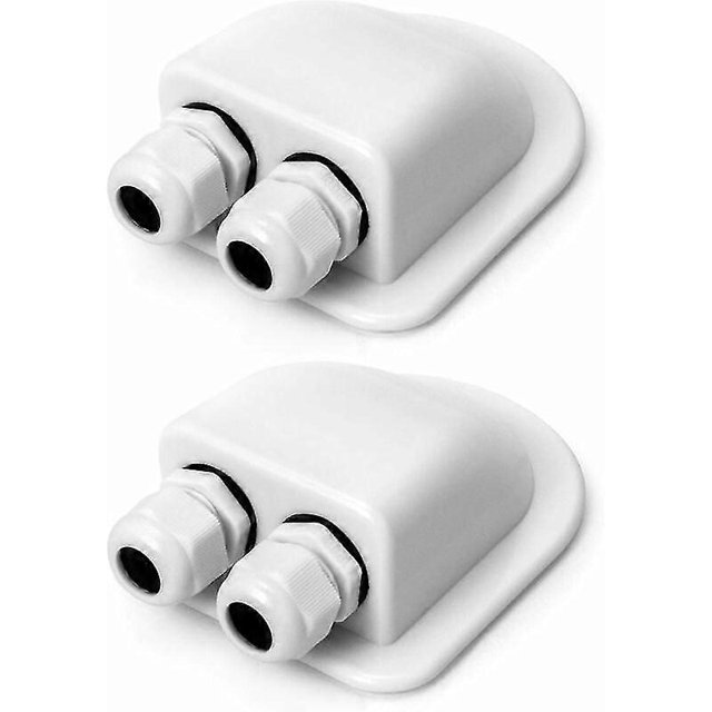 2PCS Roof Passthrough IP68 Waterproof Solar Cable Gland Weatherproof Double Cable Entry Box, Caravan and Boat ABS Cable Passthrough, White