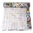 thumbnail image 4 of Beautiful Indian Handmade Cotton Kantha Quilt,Kantha Gudri, Floral with Mukut Design in Traditional Look Cotton Throw Blanket, Bedspread Size ( King 108" x 108" ), 4 of 5