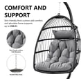 thumbnail image 3 of HONGGE Patio Hanging Egg Chair with Stand and Folding Basket Indoor Outdoor Use, Black, 3 of 9