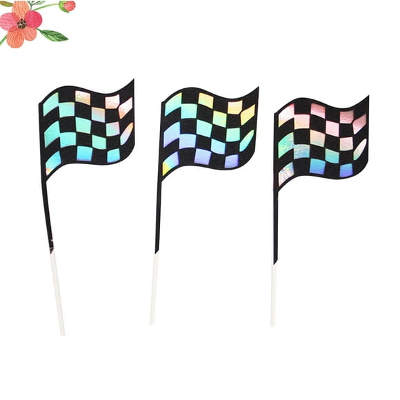 LOLIPPYY 18Pcs Racing Flag Design Cupcake Decoration Assorted Color Vivid Design for Birthday Events