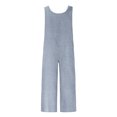 thumbnail image 4 of ABATAB Women's Casual Overalls One Piece Sleeveless Jumpsuits Cotton Linen Wide Leg Button Baggy Long Pant Rompers with Pockets, 4 of 5