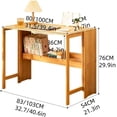 thumbnail image 2 of Space Saving Bamboo Foldable Desk Folding Computer Workstation with Storage Shelf for Small Apartments Offices Multi-Purpose(Brown,103cm/40.6in), 2 of 7