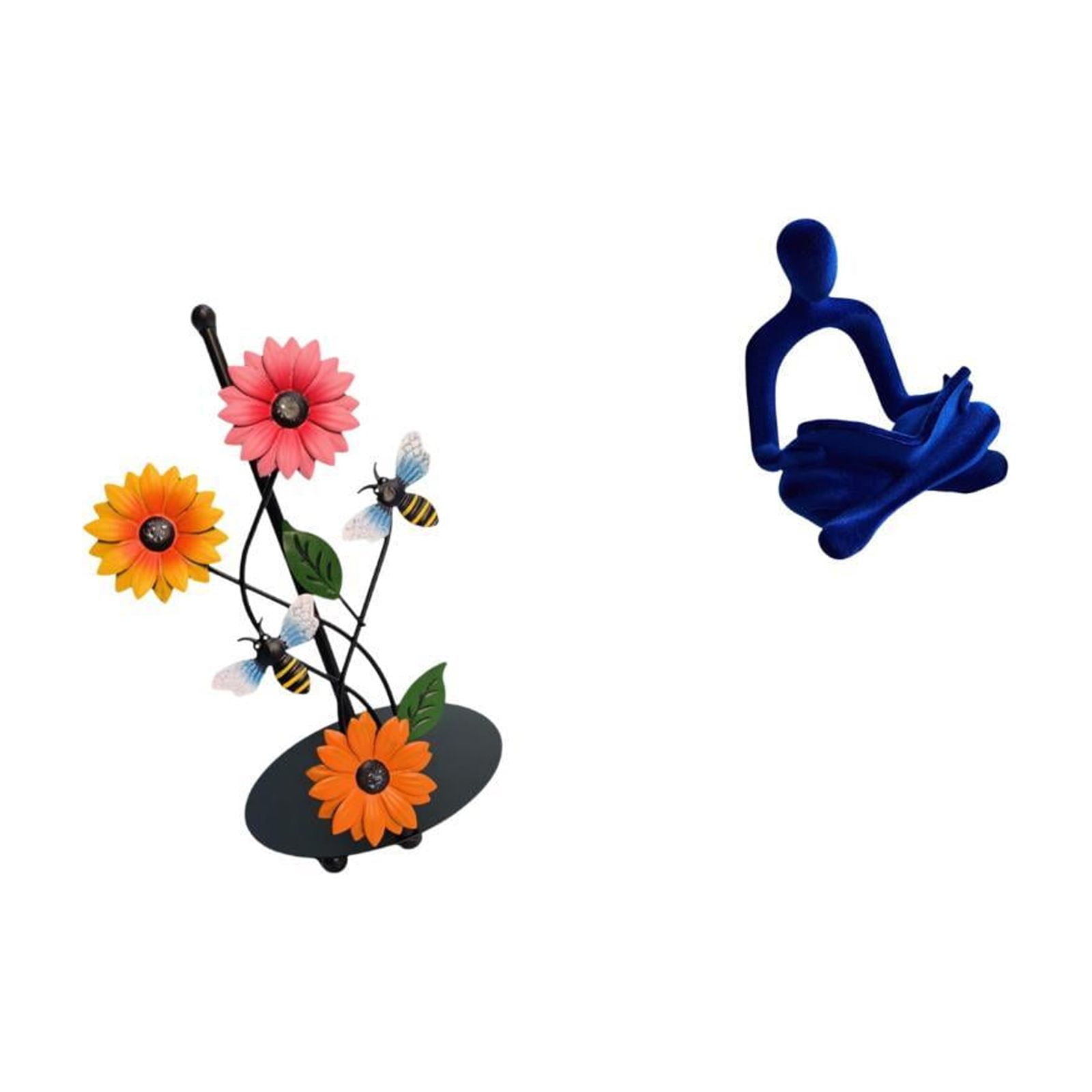 Fiocias Toilet Paper Holder Paper Towel Holder Countertop Kitchen Roll Holder Abstract Thinker Figurine Iron Resin Artistic Sculpture Suitable for Kitchen