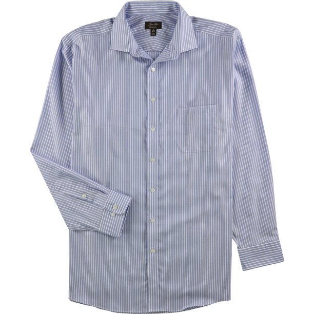 Tasso Elba Camisa de vestir con botones de sarga sin planchar para hombre azul 17