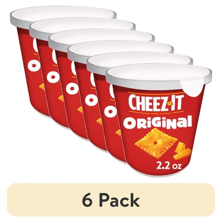 (6 pack) Cheez-It Cheese Crackers, Baked Snack Crackers, Office and Kids Snacks, Original, 2.2oz Cup (1 Cup)