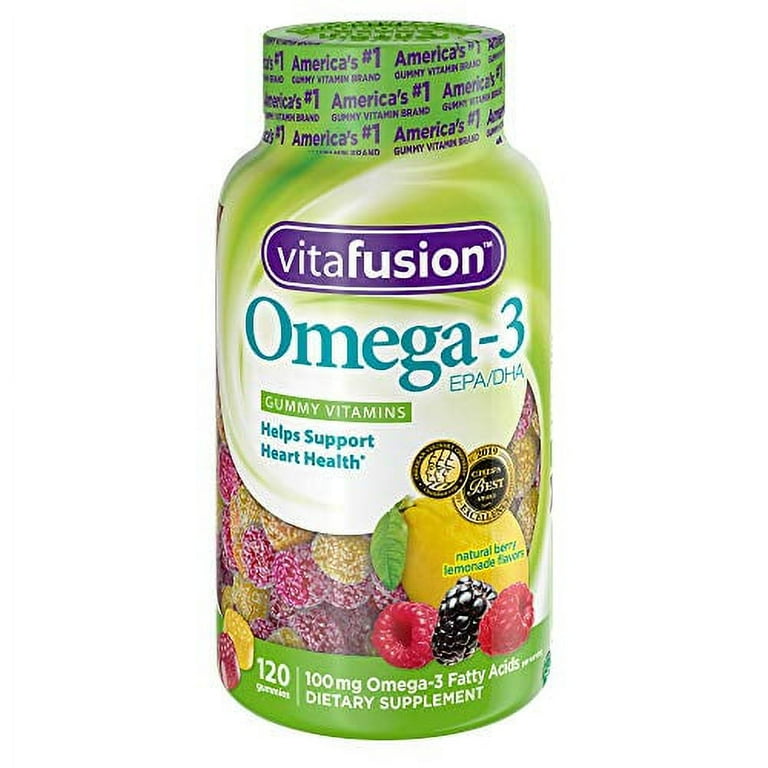 vitafusion Omega-3 Gummies, 120 Count, Lemonade Flavor, EPA and