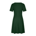 thumbnail image 4 of CHGBMOK Women's Plus Size Short Sleeve Dress Casual Pleated Swing Dresses Green, 4 of 6
