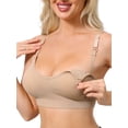 thumbnail image 4 of INSPIRE CHIC Nursing Bras for Women Breastfeeding Maternity Wireless Pregnancy V Neck Adjustable Straps Bra S Beige, 4 of 4