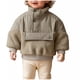 thumbnail image 2 of Blusa y camisa de cuello alto de manga larga para niños Sudadera con capucha de color sólido con cuello alto grueso Suéter de pelo de cordero grueso con retazos de manga larga Top de poliéster para ni, 2 of 6