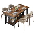 thumbnail image 3 of Dextrus 70" Dining Table for 4-8 People, Industrial Rectangular Wood Kitchen Table with Storage for Dining Room,Kitchen, Home & Office - Rustic Brown, 3 of 8