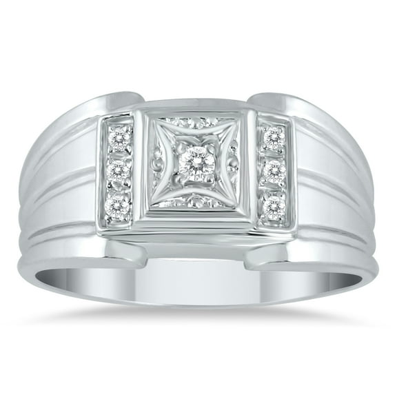 SZUL Women's SZUL 1/8 Carat TW Men's Diamond Ring in 10K White Gold   (J-K-L Color, I2-I3 Clarity)