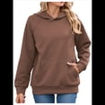 thumbnail image 3 of Sudadera con Capucha para Mujer, Informal, de Larga, Holgada, con Bolsillo. Caqui L, 3 of 9