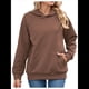 thumbnail image 3 of Sudadera con Capucha para Mujer, Informal, de Larga, Holgada, con Bolsillo. Caqui XL, 3 of 9