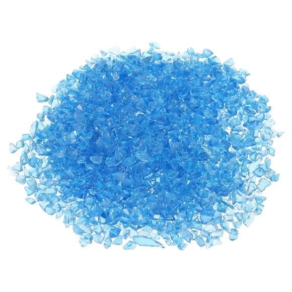 Uxcell Decorative Glass Gravel 450g/1lb 3-6mm Irregular Rock Sand Stone Broken Crushed Glass Chips, Sea Blue