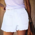 thumbnail image 2 of Women'S Summer Mid Waist Elastic Denim Shorts Stretchy Short Casual Hot Pants with Pockets White L, 2 of 5