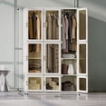 thumbnail image 2 of Intexca Foldable Wardrobe Organizer with Magnetic Doors & Hangers - 11 Clear Doors (3 Hangers), 2 of 5