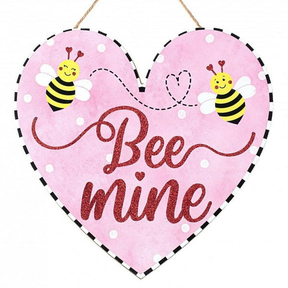 12" Wood Heart Hanger Sign: Bee Mine