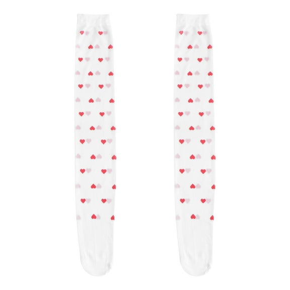 1Pair Heart Printing Stockings Women Thigh-High Stockings Clothing Accessory
