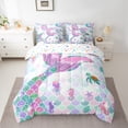 thumbnail image 3 of Manfei Ocean Mermaid Child 7pcs Bedding Comforter Set, Glitter Fish Scale Queen Bedding Sets, Kawaii Marine Sealife Reversible Queen Sheet Sets, Luxury Bedroom Decor, 3 of 8