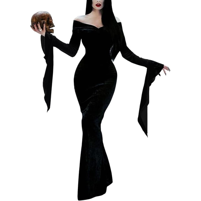 Vestido familiar de Halloween con hombros descubiertos, manga larga, para fiesta