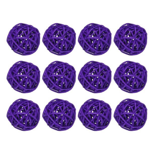 20 Uds Bolas decorativas Unique Bargains Mimbre Ratán 1,2 Pulgadas Violeta oscuro