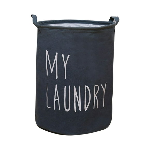 NSESSHome Waterproof Round Canvas Large Clothes Basket Laundry Hamper with Handles, Cotton Linen Foldable Washing Dirty Clothes Laundry Basket for Kid Baby Toy and Clothing Collection