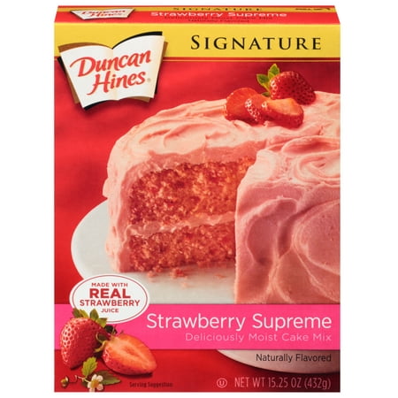 Duncan Hines Signature Perfectly Moist Strawberry Supreme Naturally Flavored Cake Mix 15.25 Ounce