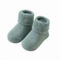thumbnail image 2 of Children's Winter Fleece Floor Socks Kids Boys Girls Slipper Socks Thickened Warm Ankle Crew Socks Cotton Socks Green 90, 2 of 3