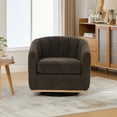 thumbnail image 2 of HIUU 32 "Brown Swivel Accent Chair Wood Base, Comfy Chenille Armchair,Curved Back Swivel Chair,Modern Accent Chairs for Lliving Room, 2 of 8