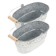 thumbnail image 2 of Qiysamall 2pcs Garden Metal Tin Bucket Planter Farmhouse Metal Flower Pots Rustic Daisy Pattern Metal Flower Vase Holder with Handle Window Wedding Spring Home Decoration, 2 of 10