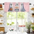thumbnail image 3 of Halloween Ghost Boo Valances for Windows Watercolor Art Abstract Retro Rod Pocket Curtain Valance Window Treatment Short Curtains for Kitchen Living Room, 54"x18", 3 of 5