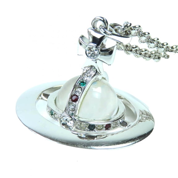Pre-Owned Vivienne Westwood Small Orb Pendant Necklace with Rhinestones, Silver, for...