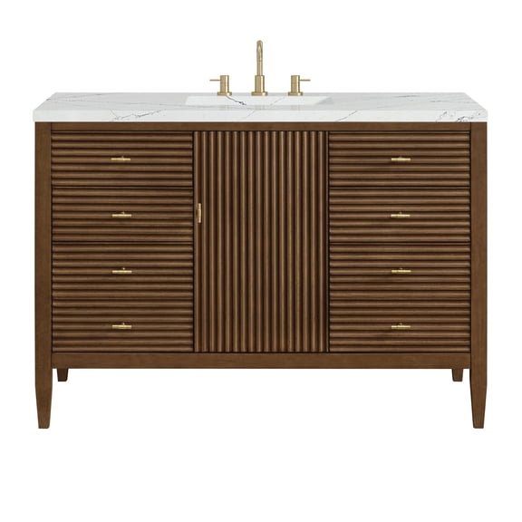James Martin Vanities 485-V48-3Enc Myrrin 48" Single Basin Wood Vanity Set - Mid-Century