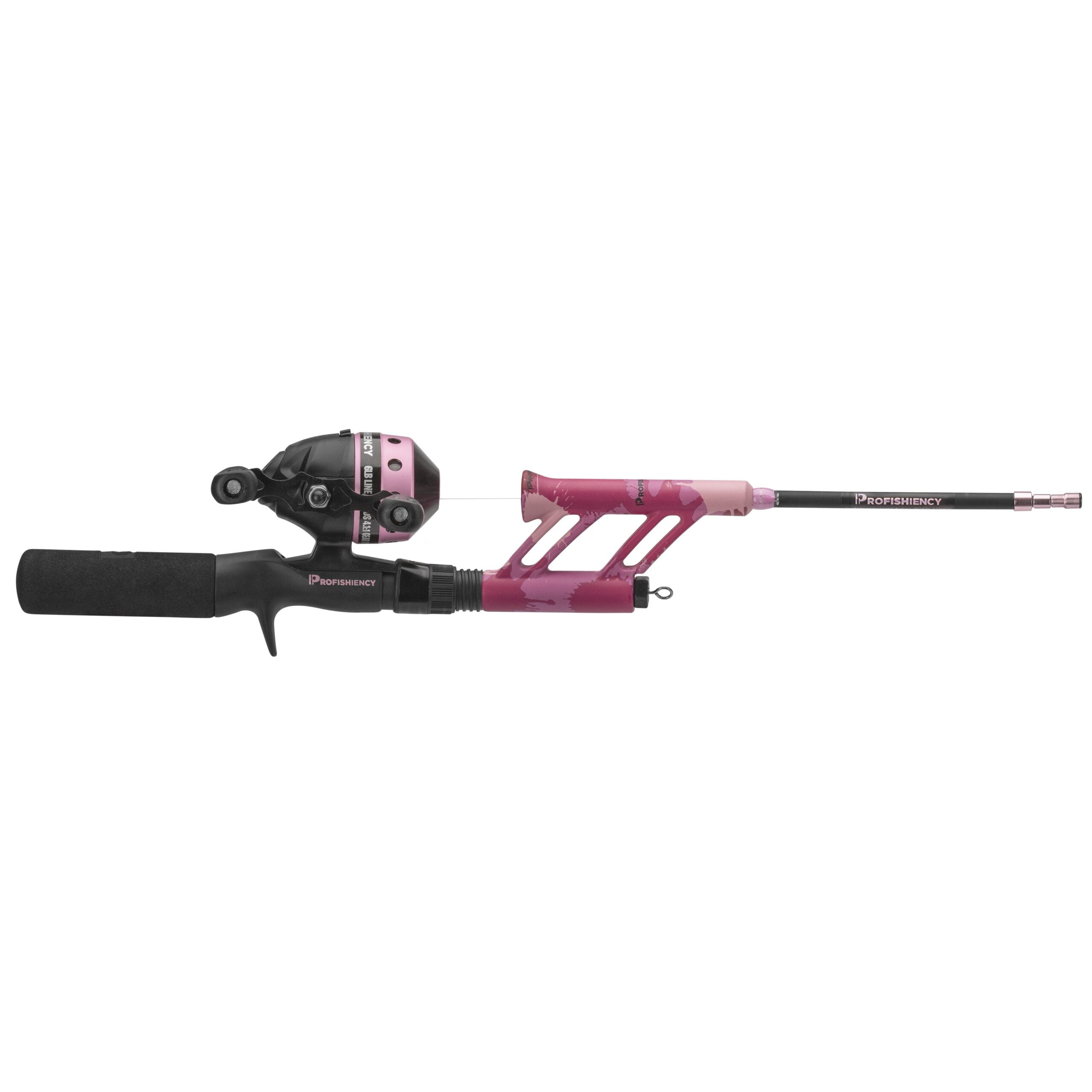 ProFISHiency Pink Splat Pocket Combo Fiberglass Telescopic Micro Spincast Fishing Rod