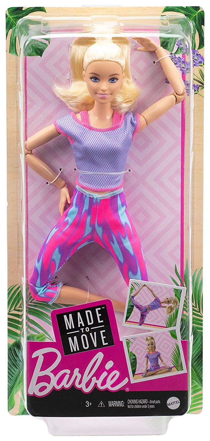 Barbie Made to Move Doll with 22 Flexible Joints & Long Blonde Ponytail  Wearing Athleisure-wear for Kids 3 to 7 Years Old