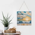 thumbnail image 6 of Sunrise Beach Wave Relax You're on Beach Time Wooden Sign MDF Hanging Wood Plaques for Office Bedroom Living Room Home Art Funny Bathroom Decor 12x12 Inch, 6 of 8