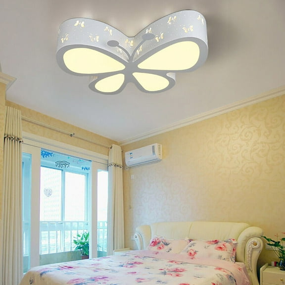 Cartoon Butterfly Ceiling Light LED Chandelier Dimmable Acrylic Pendant Lamp 48W