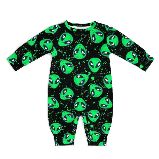 Romper AuHomeA Green Alien Head para bebés recién nacidos de 6 a 9 m, algodón