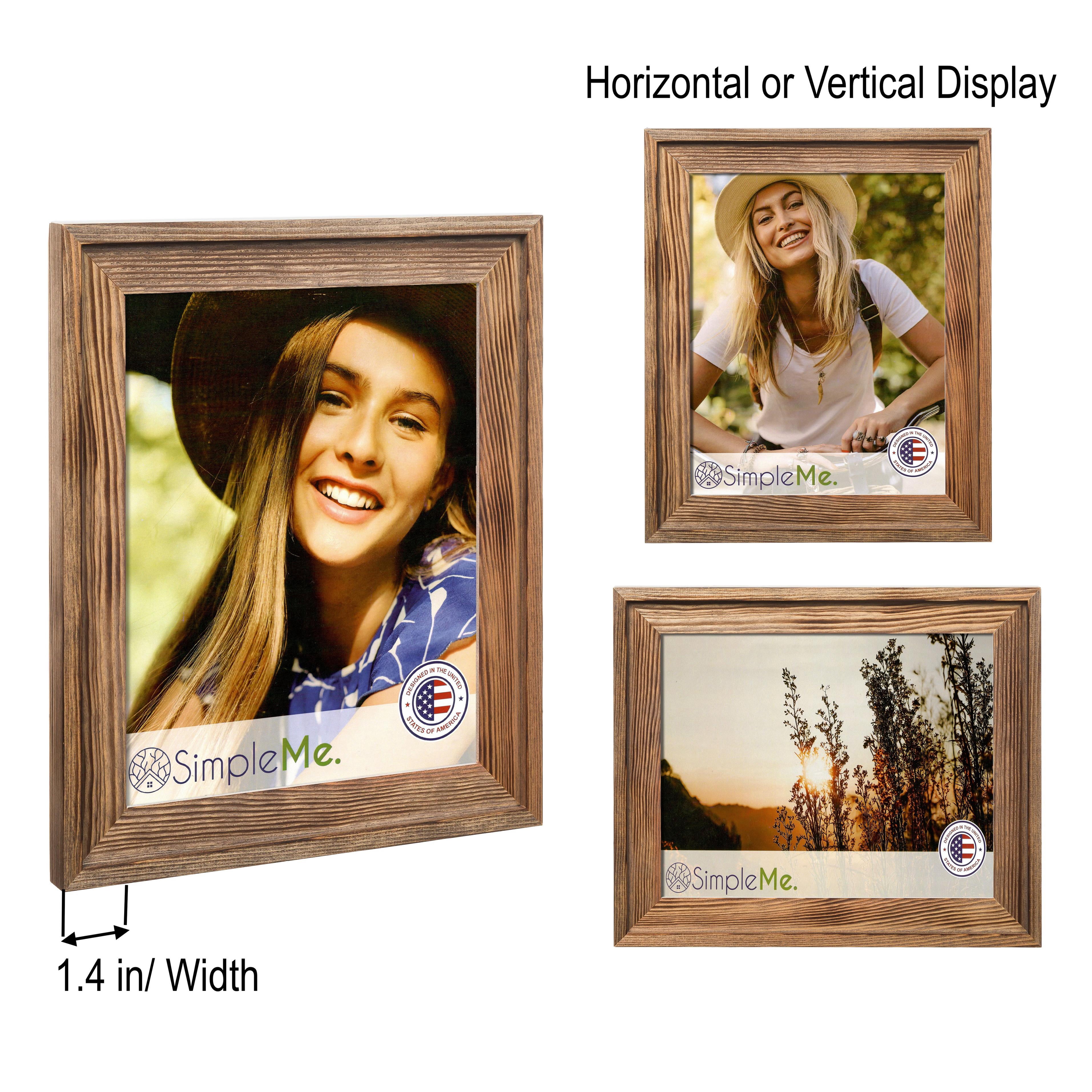 100% Solid Wood Picture Frames 8x10 with Glass 2 Pack - Rustic Natural Wooden Photo Frame Wall or Tabletop Display, Wide Moulding