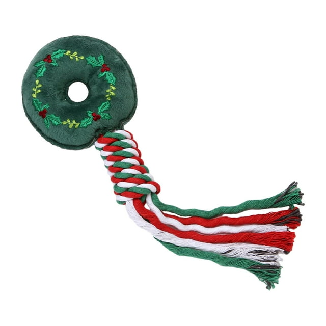 Juguete interactivo para perros de Navidad Yuyangstore Cuerda para limpieza de entrenamiento de Cachorros Rosquilla