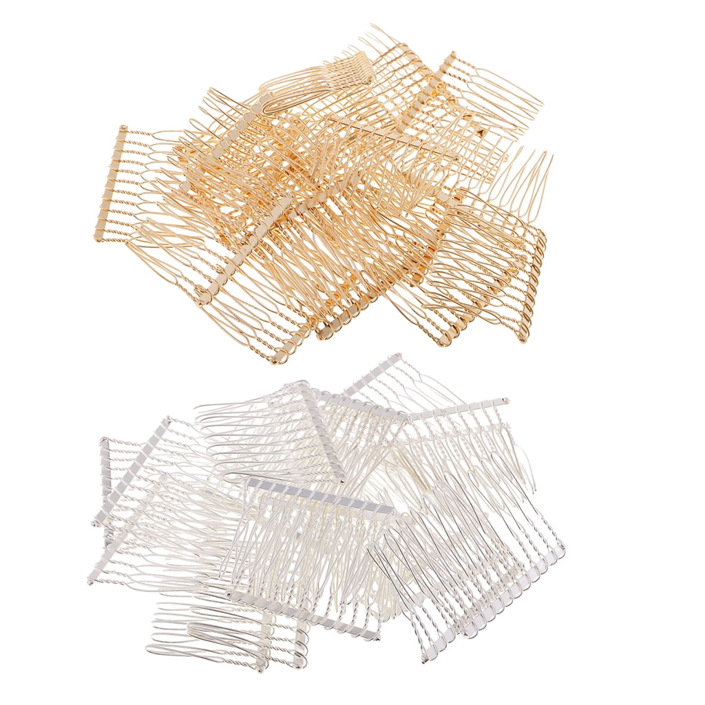 40pcs Metal Plain Hair Combs Slides Side Combs Wedding Bridal