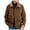 Coffee, variant on Men's solid casual fleece jacket featuring a distinctive flared collar and button-front closure. Designed for comfort with a lightweight and warm construction.